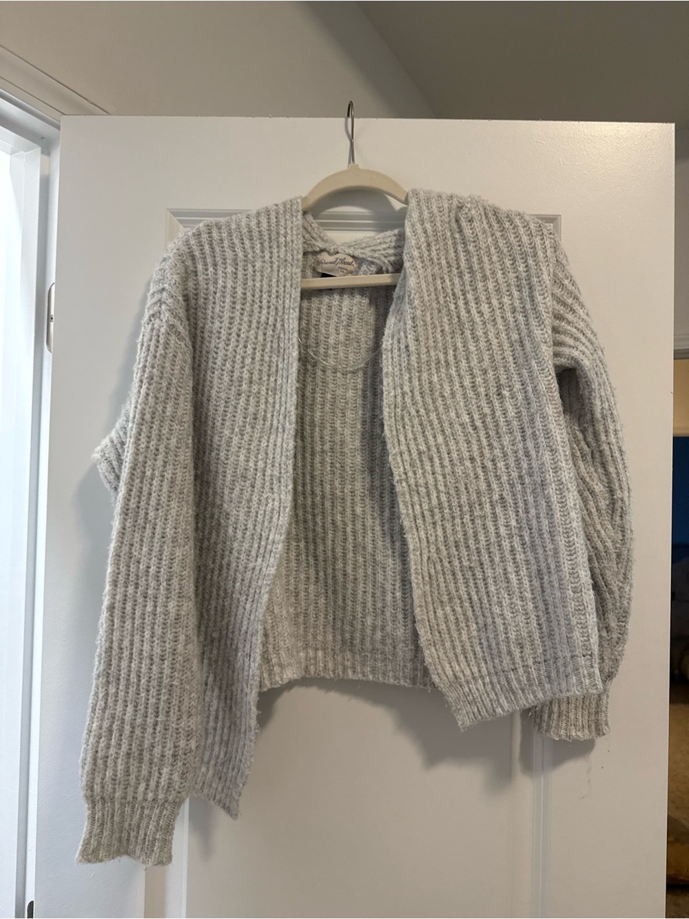 Universal Thread Women's Ribbed Open-Front Cardigan - Light Gray